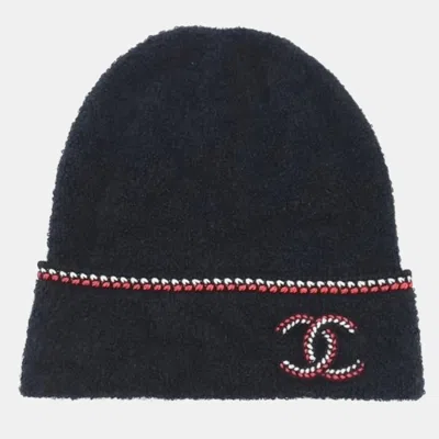 Pre-owned Chanel Black Cashmere Elastane Nylon Silk Beanie