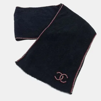 Pre-owned Chanel Black Cashmere Silk Scarf