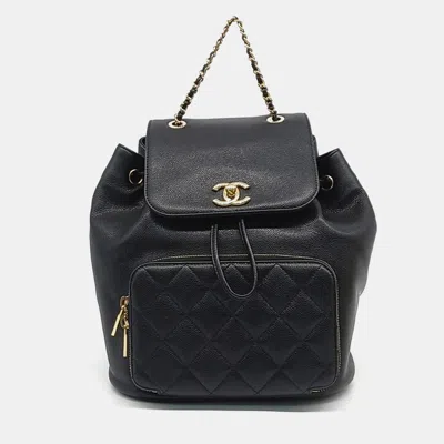 Pre-owned Chanel Black Caviar Business Affinity Backpack A93748