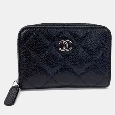 Pre-owned Chanel Black Caviar Card Wallet