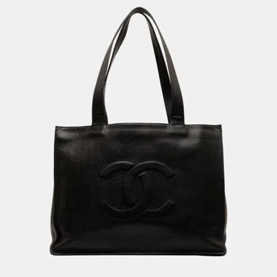 Pre-owned Chanel Black Caviar Cc Tote Bag