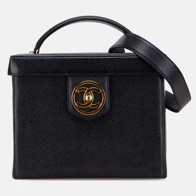 Pre-owned Chanel Black Caviar Cc Turnlock Vanity Bag