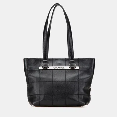 Pre-owned Chanel Black Caviar Choco Bar Tote