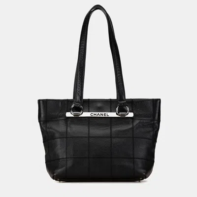 Pre-owned Chanel Black Caviar Choco Bar Tote