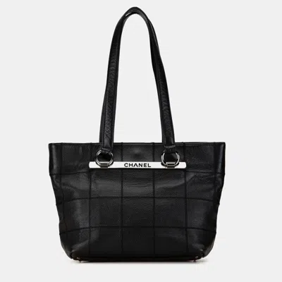 Pre-owned Chanel Black Caviar Choco Bar Tote