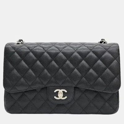 Pre-owned Chanel Black Caviar Classic Jumbo Flap Bag