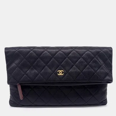 Pre-owned Chanel Black Caviar Folding Clutch