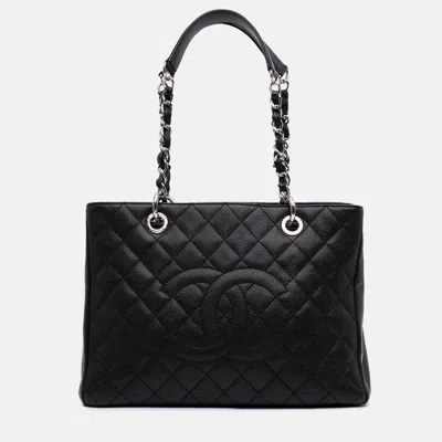 Pre-owned Chanel Black Caviar Grand Shopping Tote