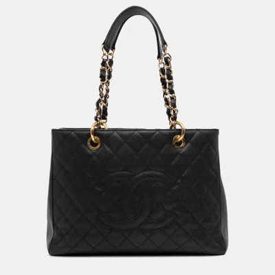 Pre-owned Chanel Black Caviar Grand Shopping Tote