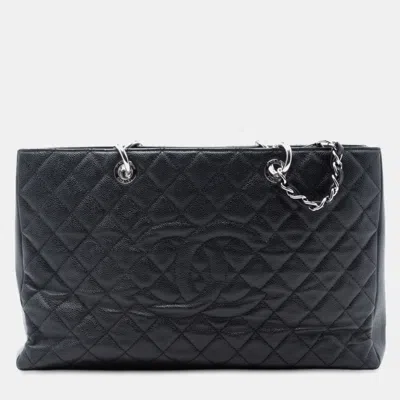 Pre-owned Chanel Black Caviar Grand Shopping Tote Xl