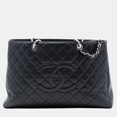 Pre-owned Chanel Black Caviar Grand Shopping Tote Xl