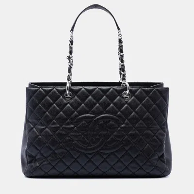 Pre-owned Chanel Black Caviar Grand Shopping Tote Xl