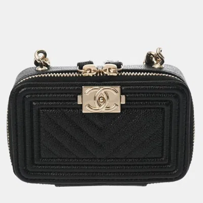 Pre-owned Chanel Black Caviar Leather Boy Mini Shoulder Bag
