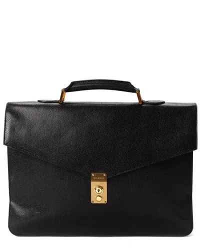 Pre-owned Chanel Black Caviar Leather Briefcase (authentic Pre-loved)