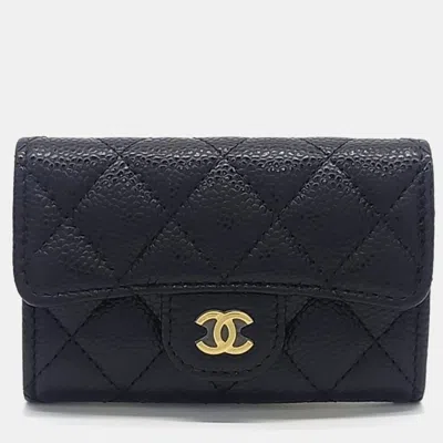 Pre-owned Chanel Black Caviar Leather Caviar Card Holder