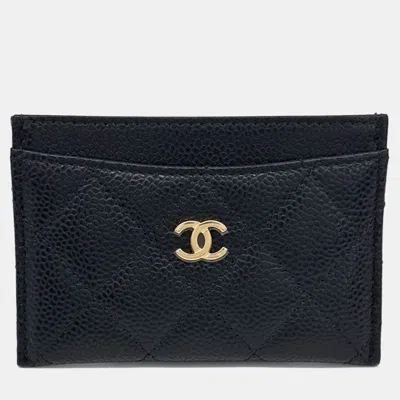 Pre-owned Chanel Black Caviar Leather Caviar Card Holder