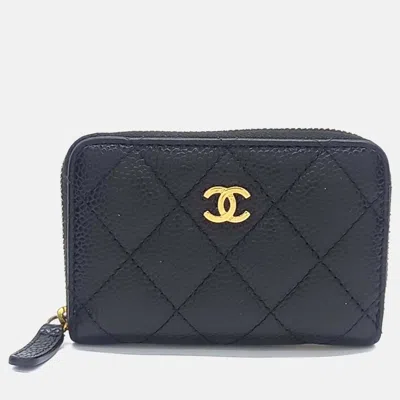 Pre-owned Chanel Black Caviar Leather Caviar Card Holder