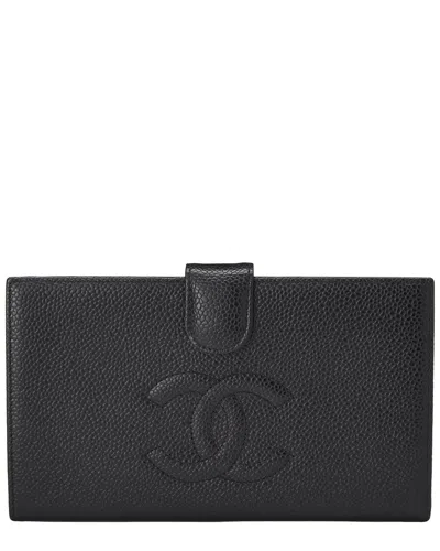 Chanel Black Caviar Leather Caviar 'cc' Timeless Long Wallet (authentic Pre-loved)