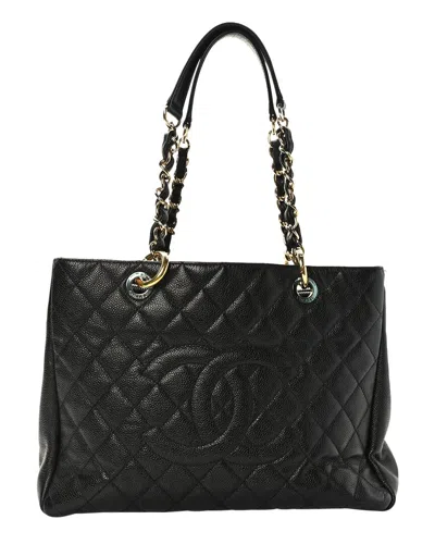 Pre-owned Chanel Black Caviar Leather Caviar Quilted Grand Shopping Tote Gst (authentic  Pre-loved)