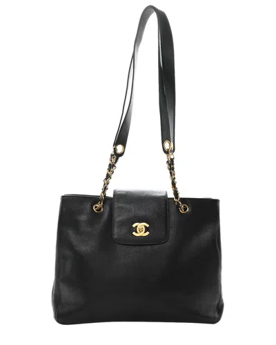 Pre-owned Chanel Black Caviar Leather Cc Shopper Tote (authentic Pre-loved)