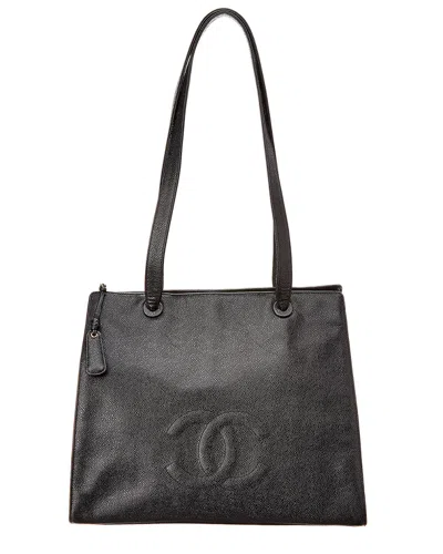 Pre-owned Chanel Black Caviar Leather Cc Tote