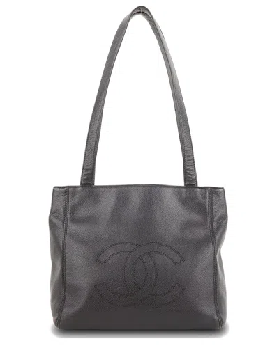 Pre-owned Chanel Black Caviar Leather Cc Tote (authentic )