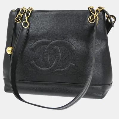 Pre-owned Chanel Black Caviar Leather Cc Tote Bag