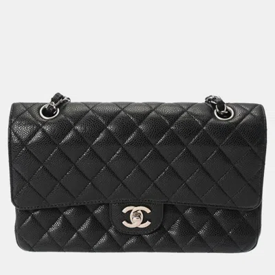 Pre-owned Chanel Black Caviar Leather Classic Double Flap Shoulder Bag