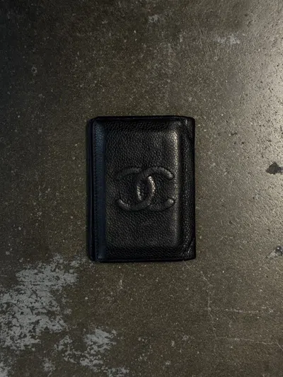 Pre-owned Chanel Black Caviar Leather Classic Flap Card Holder