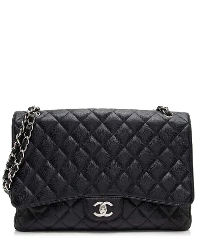 Pre-owned Chanel Black Caviar Leather Classic Maxi Single Flap Bag (authentic Pre-loved)