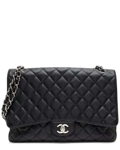 Pre-owned Chanel Black Caviar Leather Classic Maxi Single Flap Bag (authentic Pre-loved)