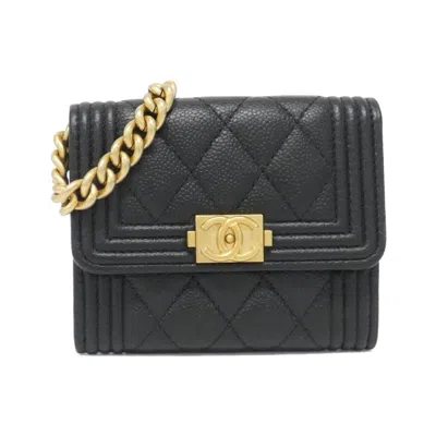 Pre-owned Chanel Black Caviar Leather Clutch Bag Shoulder Bag ()