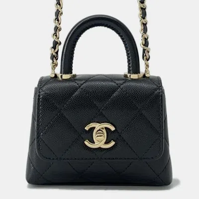 Pre-owned Chanel Black Caviar Leather Coco Handle Bag