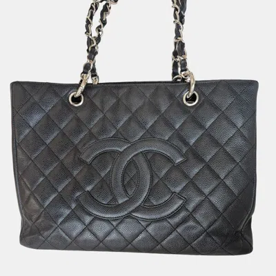 Pre-owned Chanel Black Caviar Leather Grand Shopper Shw Tote Bag
