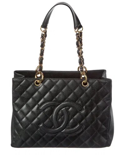 Pre-owned Chanel Black Caviar Leather Grand Shopping Tote (authentic Pre-loved)