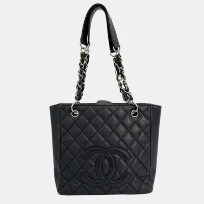 Pre-owned Chanel Black Caviar Leather Grand Shopping Tote Bag