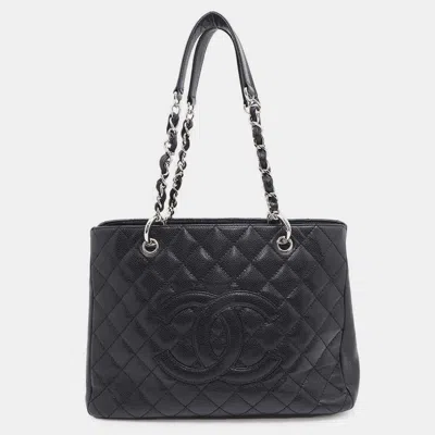 Pre-owned Chanel Black Caviar Leather Gst Tote Bag