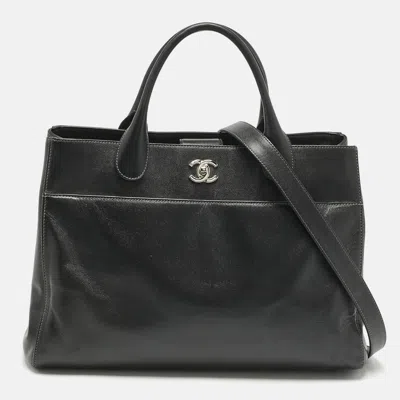 Pre-owned Chanel Black Caviar Leather Large Cerf Executive Shopper Tote