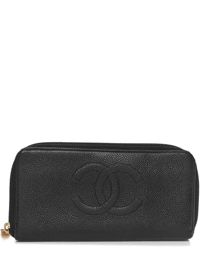 Pre-owned Chanel Black Caviar Leather Large Timeless Cc Zip Around Wallet (authentic  Pre-loved)