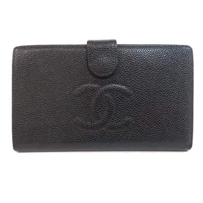 Pre-owned Chanel Black Caviar Leather Long Wallet (bi-fold) ()