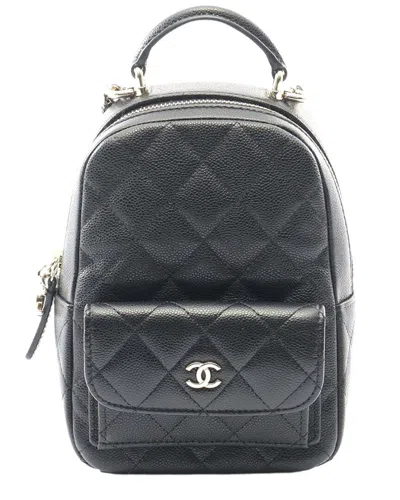 Pre-owned Chanel Black Caviar Leather Matelasse Backpack (authentic Pre-loved)