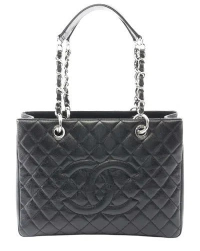 Pre-owned Chanel Black Caviar Leather Matelasse Gst Tote (authentic Pre-loved)