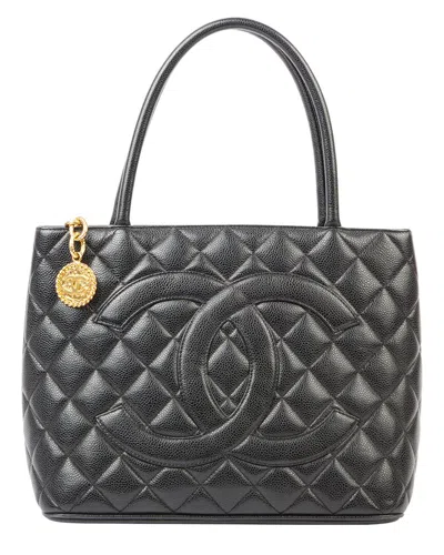 Pre-owned Chanel Black Caviar Leather Medallion Tote Ghw Tote (authentic Pre-loved)