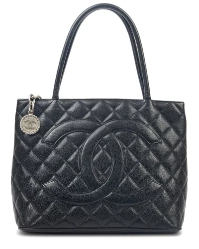 Pre-owned Chanel Black Caviar Leather Medallion Tote Shw (authentic Pre-loved)