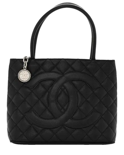 Pre-owned Chanel Black Caviar Leather Medallion Tote Shw (authentic )