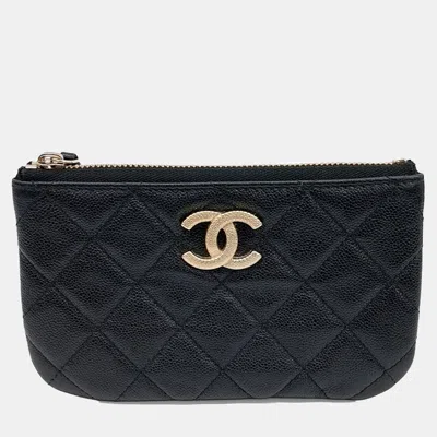 Pre-owned Chanel Black Caviar Leather Mini Pouch