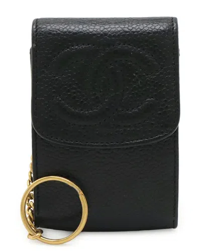 Pre-owned Chanel Black Caviar Leather Mini Pouch Lip Case (authentic Pre-loved)