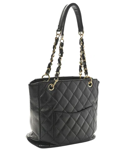 Pre-owned Chanel Black Caviar Leather Petit Shopping Tote Ghw (authentic Pre-loved)