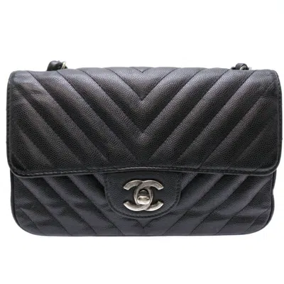 Pre-owned Chanel Black Caviar Leather Shoulder Bag ()