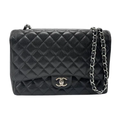Pre-owned Chanel Black Caviar Leather Shoulder Bag ()